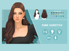 Sims 4 — Esme Hairstyle by simcelebrity00 — Hello Simmers! This long length, wavy, and hat compatible hairstyle is