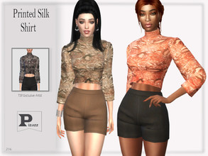Sims 4 — Printed Silk shirt by pizazz — Printed Silk shirt for your female sims. Sims 4 games. Put something stylish on