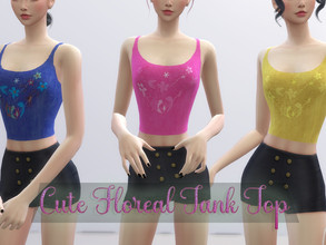 Sims 4 — Cute Floreal Tank Top by Marilyly22 — Cute Floreal Tank Top. 22 swatches. Handmade by Marilyly22 Terms Of Use: