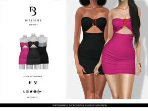 Sims 3 — Tortoiseshell Buckle Detail Bandeau Mini Dress by Bill_Sims — This dress features a crinkle material with buckle