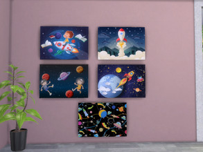 Sims 4 — Childrens Room Wall Art - Space and Spaceships by Morrii — Childrens Room Wall Art - Space and Spaceships