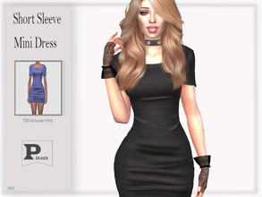 Sims 4 — Short Sleeve Mini by pizazz — Short Sleeve Mini Dress for your sims 4 games. The dress is stylish and modern