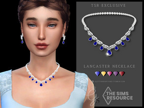 Sims 4 — Lancaster Necklace by Glitterberryfly — A gorgeous sapphire and diamond necklace, with sapphire drops.