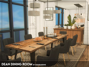 Sims 4 — Dean Dining Room (TSR only CC) by xogerardine — Industrial dining room!
