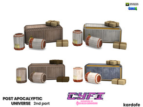 Sims 4 — CYFI_kardofe_Post apocalyptic universe_Boxes by kardofe — Decorative stacked boxes and packs, in four colour