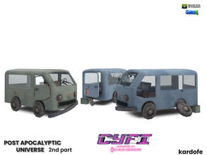 Sims 4 — CYFI_kardofe_Post apocalyptic universe_Old van by kardofe — Old van, half disassembled, in two colour options