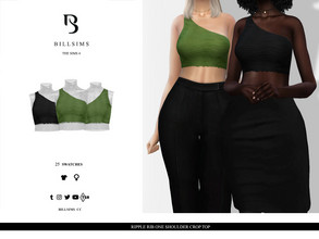 Sims 4 — Ripple Rib One Shoulder Crop Top by Bill_Sims — This top features a ripple rib material with a one shoulder