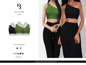 Sims 3 — Ripple Rib One Shoulder Crop Top by Bill_Sims — This top features a ripple rib material with a one shoulder