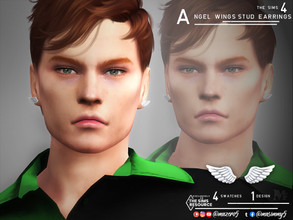 Sims 4 — Angel Wings Stud Earrings by Mazero5 — Wings of angel stud earrings with 4 swatches to choose from Color varies