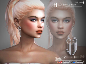Sims 4 — Half Circle Gems Earrings by Mazero5 — Circle shape that was cut in half filled with diamonds 12 variation to