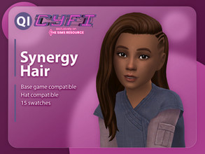 Sims 4 — CyFi - Synergy Hair by qicc — A long wavy hairstyle with shaved sides. - Maxis Match - Base game compatible -