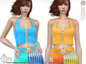 Sims 4 — Textured Swirl Halter Top by Harmonia — New Mesh All Lods 14 Swatches HQ Please do not use my textures. Please