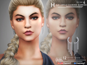 Sims 4 — Half Circle Diamonds Earrings by Mazero5 — Dripping diamonds connected to a half circle shape 12 Variation to