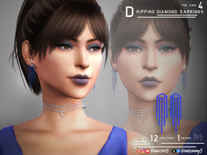 Sims 4 — Dripping Diamonds Earrings by Mazero5 — Shape of a diamonds filled with diamonds that drips 12 Swatches to