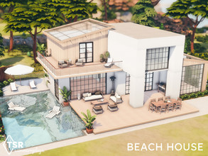 Sims 4 — Beach House | TSR CC Only  by Summerr_Plays — Modern beach home on Windenburg Island. Empty for you to decorate