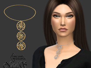 Sims 4 — Palm leaf triple pendant choker by Natalis — Palm leaf triple pendant choker. 3 metal color options. Female