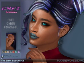 Sims 4 — CyFi Cyber Earrings by PlayersWonderland — Part of the CyFi TSR Collaboration. A pair of 3 earrings in 7