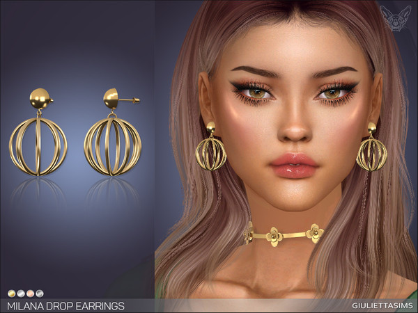 Sims 4 — Milana Drop Earrings by feyona — Milana Drop Earrings come in 4 colors of metal: yellow gold, white gold, rose