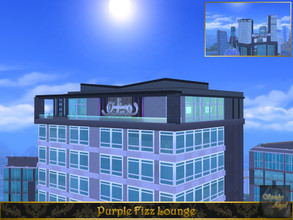 Sims 4 — Purple Fizz Lounge by SpookyAngel — This lounge was built in San Myshuno in the Stargazer Lounge site. No CC Use