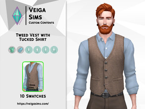 Sims 4 — Tweed Vest with Tucked Shirt by David_Mtv2 — - For teen to elder; - 10 swatches; - New texture for the vest; -