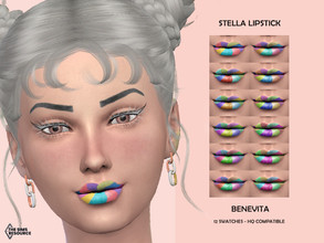 Sims 4 — Stella Lipstick [HQ] by Benevita — Stella Lipstick HQ Mod Compatible 12 Swatches I hope you like! :)