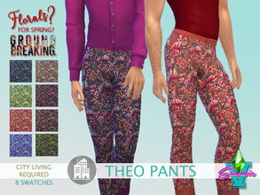 Sims 4 — FFSG Theo Capri Pants by SimmieV — Update your wardrobe for Spring with these modern floral print capris pants.