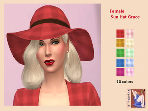 Sims 4 — ws Female Grace Hat- RC by watersim44 — ws Female Grace Hat - RC Nice Had for the summer. ~ in 10 colors ~ Teen