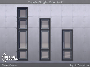 Sims 4 — Veneta Single Door 1x5 by Mincsims — Basegame Compatible. 8 Swatches.