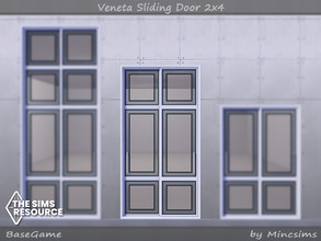 Sims 4 — Veneta Sliding Door 2x4 by Mincsims — Basegame Compatible. 8 Swatches.