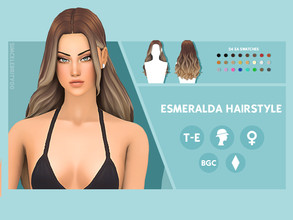 Sims 4 — Esmeralda Hairatyle by simcelebrity00 — Hello Simmers! This long length, wavy, and hat compatible hairstyle is