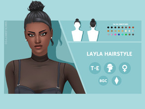 Sims 4 — Layla Hairstyle by simcelebrity00 — Hello Simmers! This sidebang, updo, and hat compatible hairstyle is