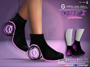 Sims 4 — CyFi Glider High Heels by Mazero5 — 2 wheel fictional high heel boots with emission map that makes the heel glow