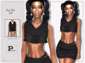 Sims 4 — Short Mini Top by pizazz — Short Mini Top Tank for your female sims. Sims 4 games. Put something stylish on your