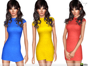 Sims 3 — Short Sleeve Sweater Dress by ekinege — A knit mini dress featuring a mock neck, short sleeves, and bodycon