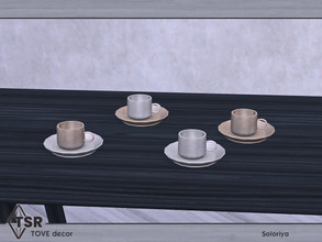Sims 4 — Tove Decor. Cup and Plate by soloriya — Cup and plate in one mesh. Part of Tove Decor set. 4 color variations.