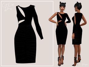 Sims 4 — CutOut Dress by Paogae — A black cut-out dress, this season's must have. You can't not have it! Standalone with
