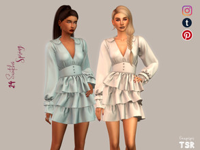 Sims 4 — Spring Dress - DR452 by laupipi2 — Enjoy this new spring dress with ruffles and collar :) -New custom mesh, all