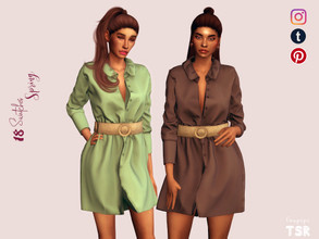 Sims 4 — Spring Dress - DR453 by laupipi2 — Enjoy this new spring dress with a belt and collar :) -New custom mesh, all