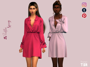 Sims 4 — Spring Dress - DR454 by laupipi2 — Enjoy this new spring dress with collar :) -New custom mesh, all LODs -Base