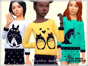 Sims 4 — Sweater Kittens  by bukovka — Sweater for a child, girls. Installed standalone, suitable for the base game. 5