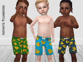 Sims 4 — IP Toddler Duck Swimshorts by InfinitePlumbobs — Duck themed Swimshorts for Toddlers - 3 Swatches - Suitable for