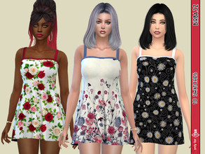 Sims 4 — Floral Summer Dress by Birba32 — A simple short dress for hot season in floral pattern. You can use it also as