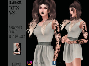 Sims 4 — Random Tattoo V69 by Reevaly — 2 Swatches. Teen to Elder. Female. Base Game compatible. Please do not reupload.