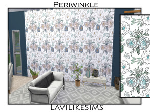 Sims 4 — Periwinkle by lavilikesims — A wallpaper with several large flowers, in 6 shades base game friendly
