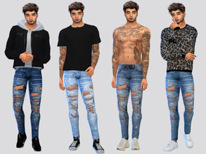 Sims 4 — Hungson Tattered Jeans by McLayneSims — TSR EXCLUSIVE Standalone item 5 Swatches MESH by Me NO RECOLORING Please