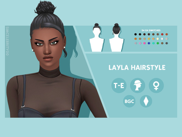 Sims 4 — Layla Hairstyle by simcelebrity00 — Hello Simmers! This sidebang, updo, and hat compatible hairstyle is