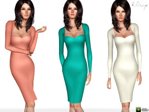 Sims 3 — Sweetheart Neck Midi Dress by ekinege — This dress features a sweetheart neckline, fitted, midi silhouette.