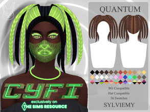 Sims 4 — CyFi Quantum Hairstyle by Sylviemy — Medium Braids Hair New Mesh Maxis Match All Lods Base Game Compatible Hat