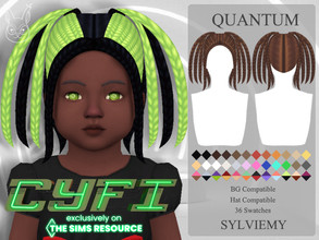Sims 4 — CyFi Quantum Hairstyle (Toddler) by Sylviemy — Medium Braids Hair New Mesh Maxis Match All Lods Base Game