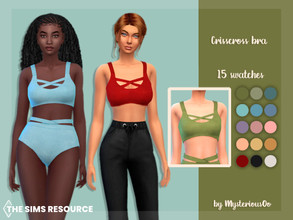 Sims 4 — Crisscross bra by MysteriousOo — Crisscross bra in 15 colors 15 Swatches; Base Game compatible; HQ compatible;
